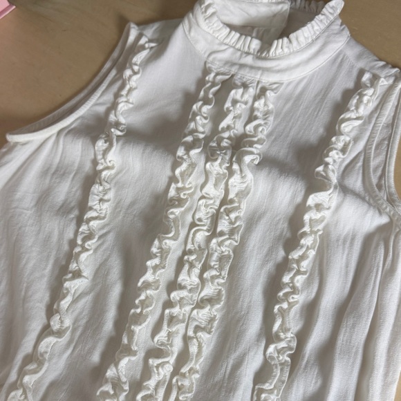 FRAME Denim White Sleeveless Ruffle Blouse - XS - Picture 6 of 9